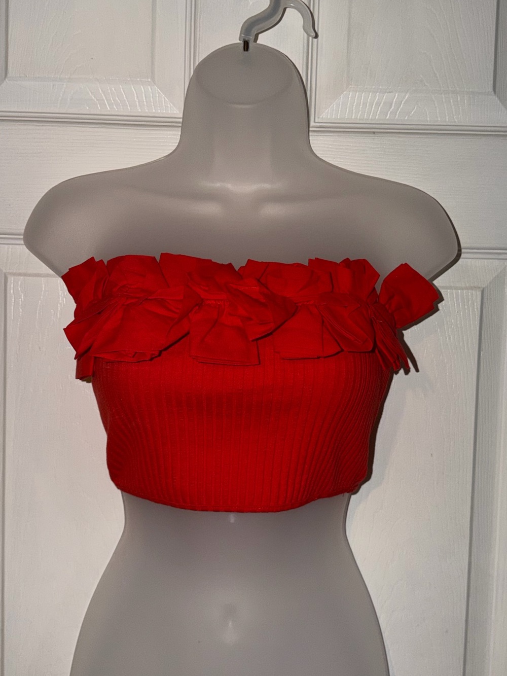 NWT Zara Red Ruffle Bandeau Crop Top